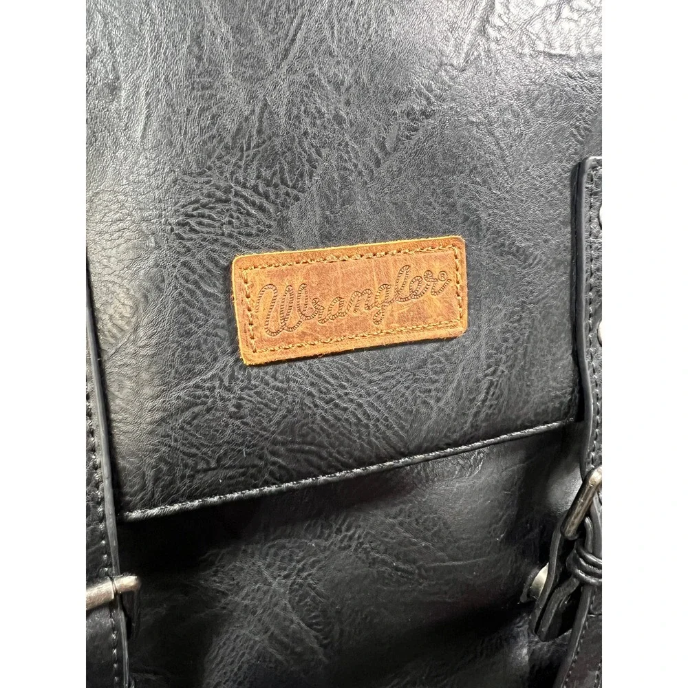 Montana West Wrangler Backpack Unisex Work Backpack Black Vegan Leather Backpack
